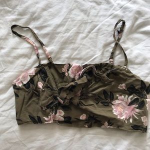 Green floral bra top
